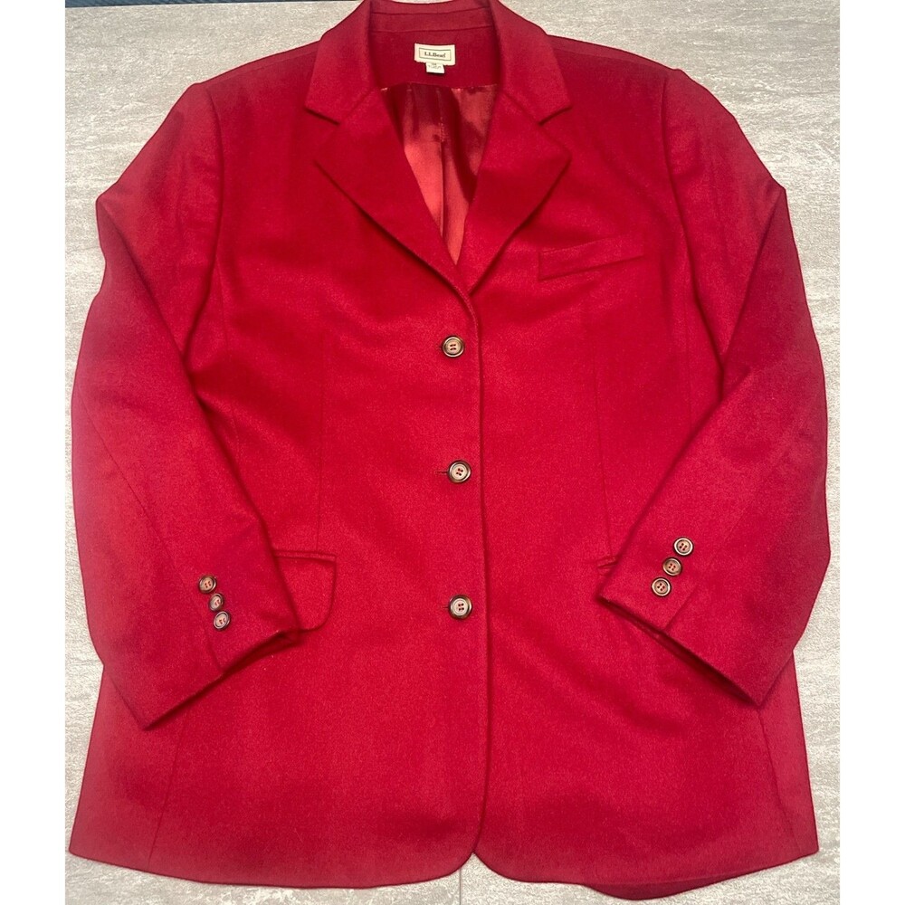 LL Bean 18R Cashmere Wool Blazer Jacket Valentine's Day Red Classic Workwear